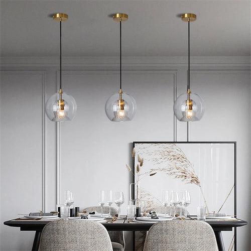 suspension ronde en verre style industriel lumineux et élégant - vue 3 sur 12