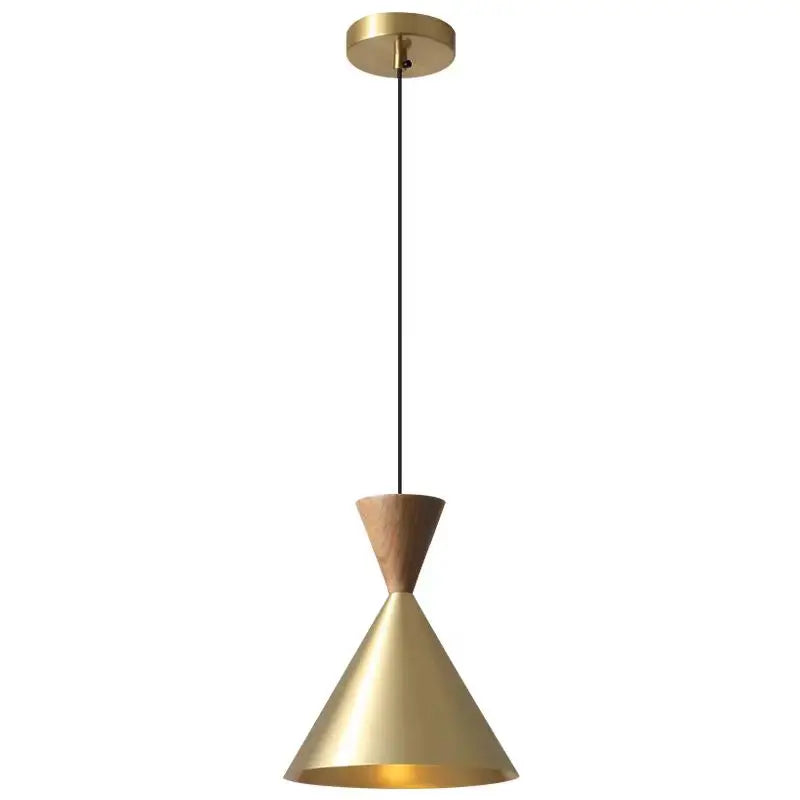 Modern and Minimalist Master Bedroom Bedside Pendant Light, Personalized and Luxurious All Copper Walnut Bar Hanging Line Light - vue 6 sur 10