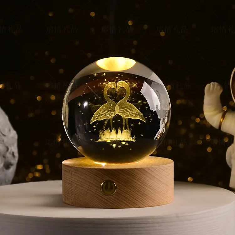 boule de cristal 3D système solaire gravé cadeau décoratif - vue 14 sur 32