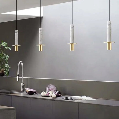 Marbre LED lustre lampe moderne abat-jour en métal suspension pour chambre chevet salon maison intérieur décor plafonnier - vue 5 sur 11