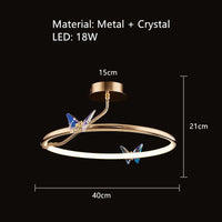 applique murale led papillon en cristal montage en surface