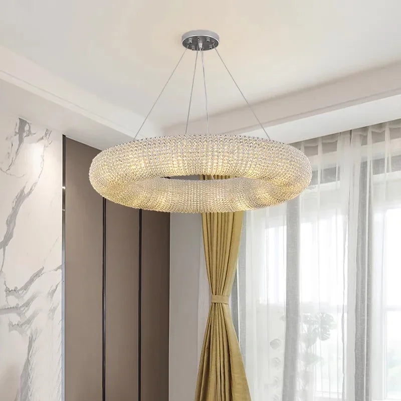 Modern Luxury Crystal Loft Chandelier Living Room Lustre Pendant Lamp Suspension Home Interior Decor Hanging Light Fixtures - vue 1 sur 10