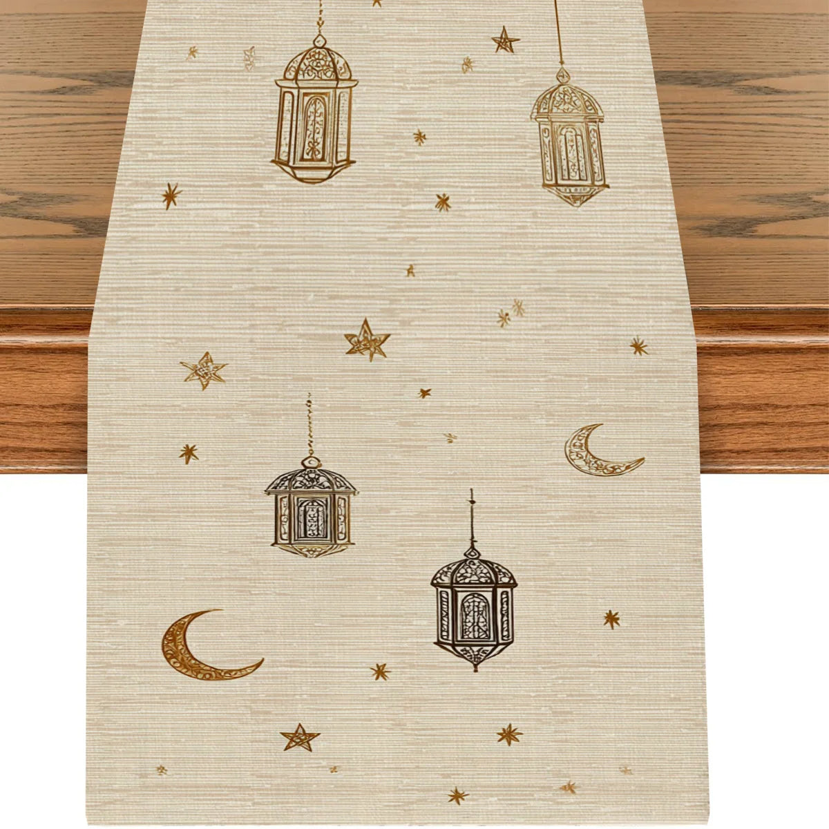 Chemin de table ramadan motifs lanterne lune étoiles - vue 2 sur 9