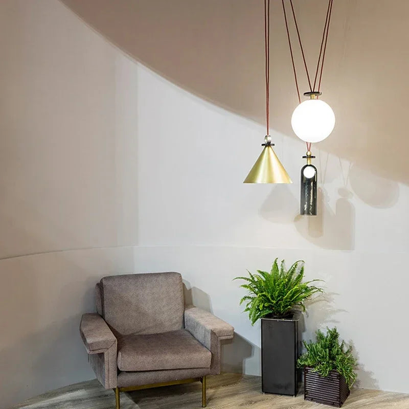 suspension en métal réglable design pour éclairage intérieur décoratif - vue 4 sur 25