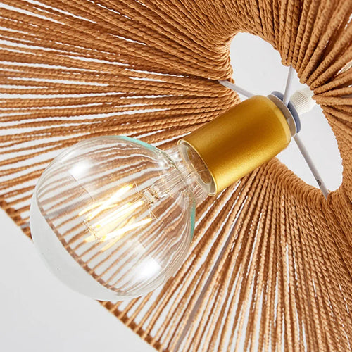 lampe suspendue en rotin tissé style sud-est asiatique - vue 5 sur 8