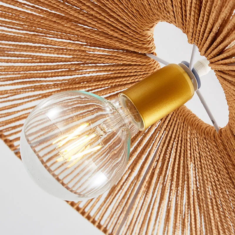 lampe suspendue en rotin tissé style sud-est asiatique - vue 5 sur 8