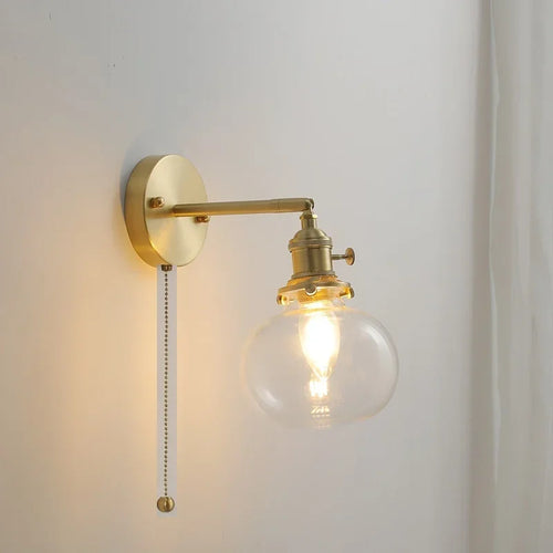 applique murale moderne avec chaîne de traction et boule de verre - vue 19 sur 22