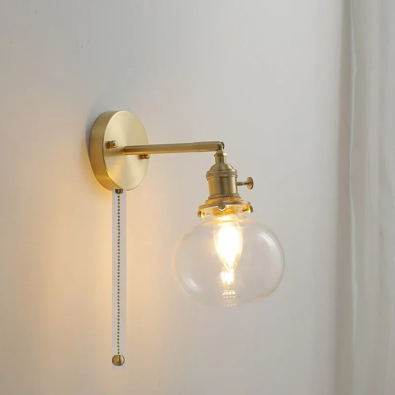 applique murale moderne avec chaîne de traction et boule de verre - vue 18 sur 22