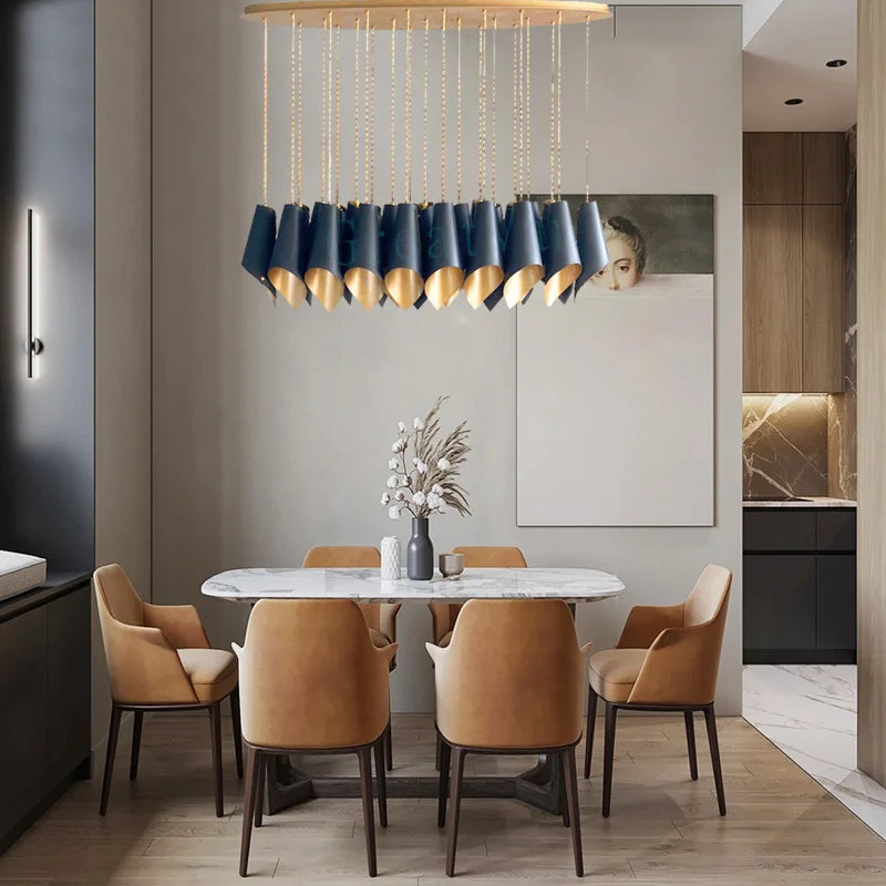 lustre postmoderne 	 en acier inoxydable led personnalisé - vue 3 sur 5