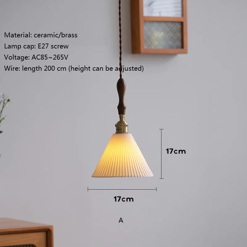 lustre nordique vintage en céramique et laiton luminaire suspendu - vue 3 sur 10