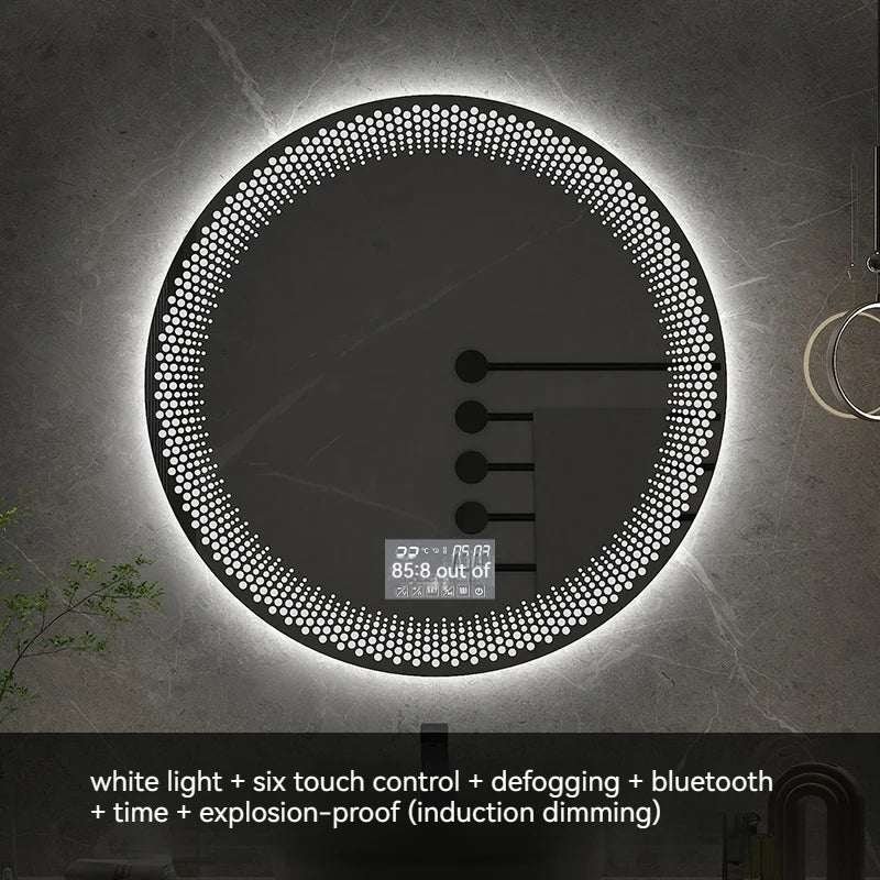 miroir rond à led avec rétroéclairage réglable et antibuée intelligent - vue 12 sur 25