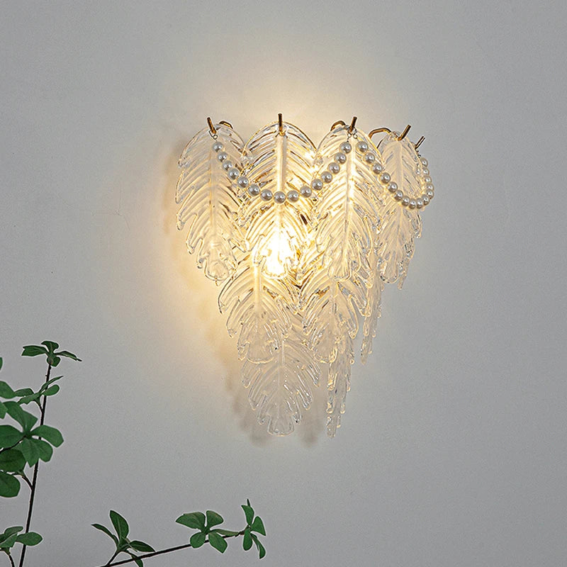applique murale led en verre avec motifs nature luxe - vue 3 sur 15