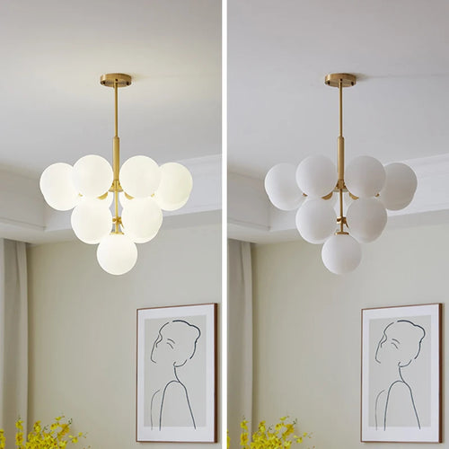 suspension LED design nordique en boule de verre - vue 6 sur 12