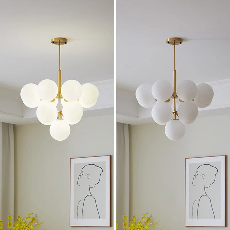 suspension LED design nordique en boule de verre - vue 6 sur 12