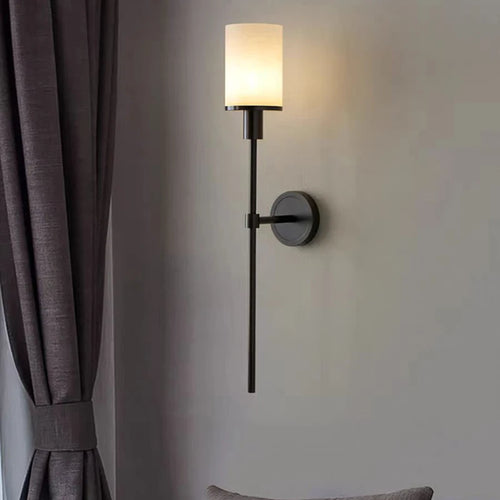 applique murale vintage en laiton avec marbre naturel - vue 2 sur 8