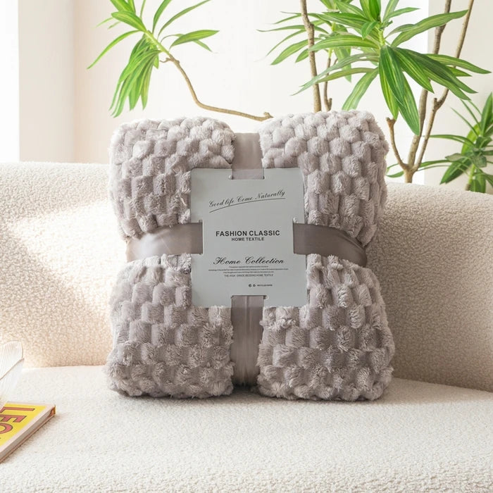 plaid doux moelleux motif carreaux couvre lit canape