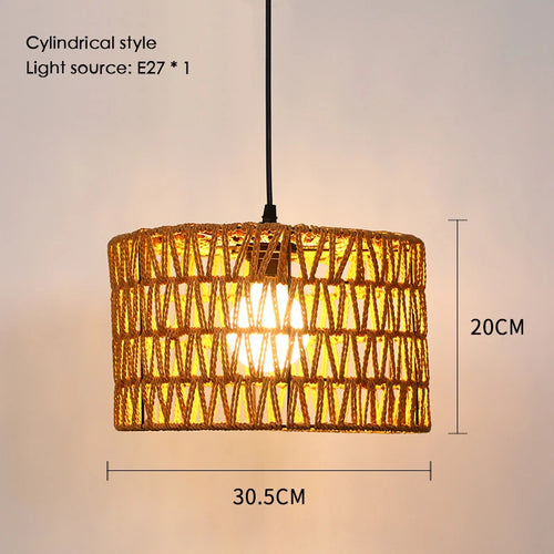 Sisal chanvre corde suspension plafonnier Lustre suspendu Lustre fer main tressage rustique rétro pour salle à manger décor - vue 15 sur 28