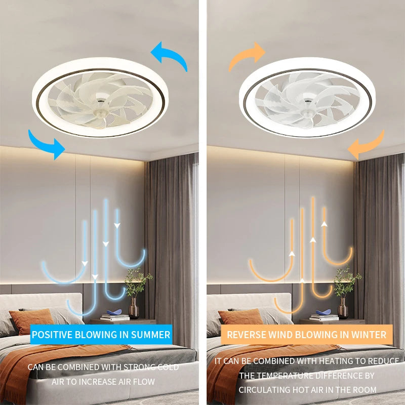 ventilateur intelligent avec lumières et télécommande décoratif - vue 4 sur 9