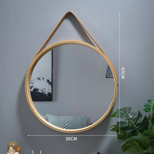 miroir rond mural en bois épais pour maquillage - vue 10 sur 9