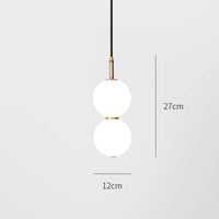 Nordic Glass Chandelier Double Balls Pendant Light Suspension Hanging Lamp for Kitchen Dining Room