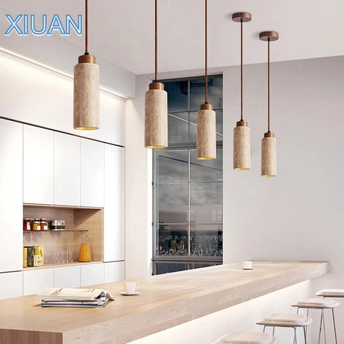lustre led en pierre de grotte style wabi-sabi - vue 3 sur 11