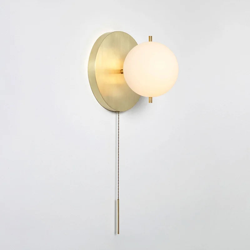 Light Luxury All Copper Wall Lamp, Post-modern Villa, Minimalist Living Room, Background Wall, Creative Bedroom, Bedside Lamp - vue 2 sur 7