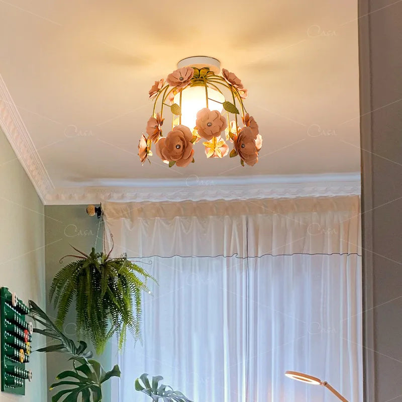 plafonnier rétro en forme de rose pour décoration romantique et chaleureuse - vue 3 sur 10