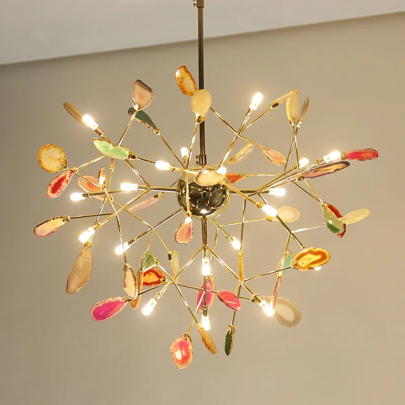 plafonnier led en agate naturelle pour décoration romantique intérieure - vue 5 sur 9