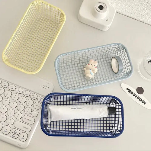 panier de rangement en métal pour bureau et maquillage - vue 4 sur 9