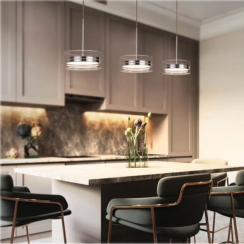 suspension led style 	 avec cordon réglable acrylique rond - vue 3 sur 8