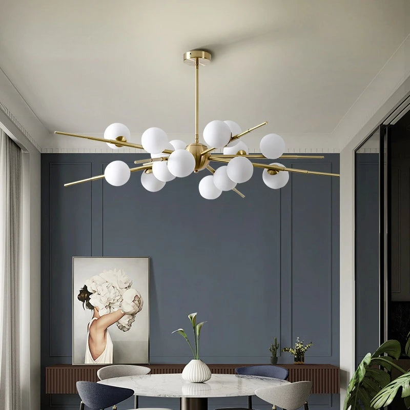 lampe moderne simple en cuivre décoration moléculaire nordique - vue 2 sur 10