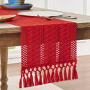 Chemin de table macramé bohème ivoire tissé rayé