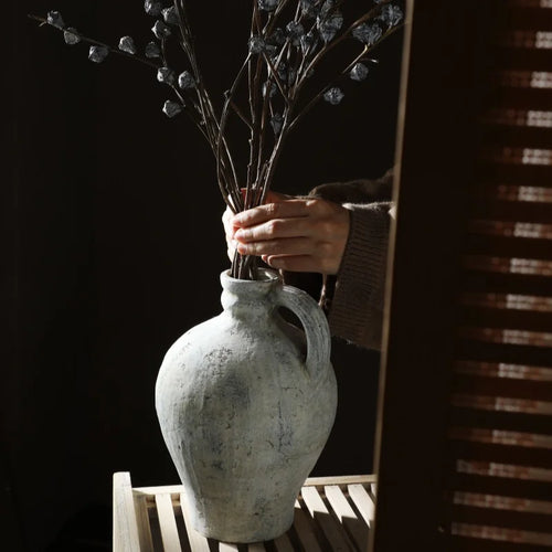 vase en céramique rétro fait à la main pour fleurs séchées décoratif - vue 4 sur 7