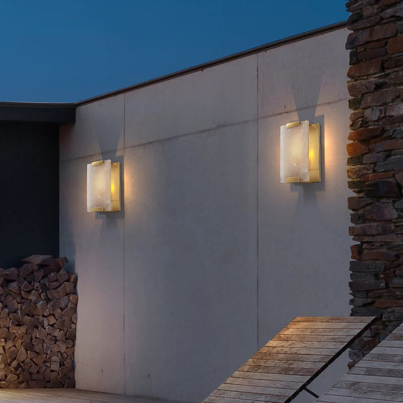 applique murale led en marbre naturel et cuivre pour intérieur - vue 2 sur 16