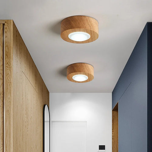 plafonnier led carré design nordique en bois acrylique luminaire décoratif créatif - vue 3 sur 8