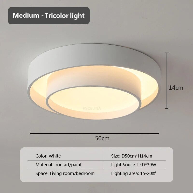 Plafonnier moderne led minimaliste blanc double rond - vue 16 sur 18
