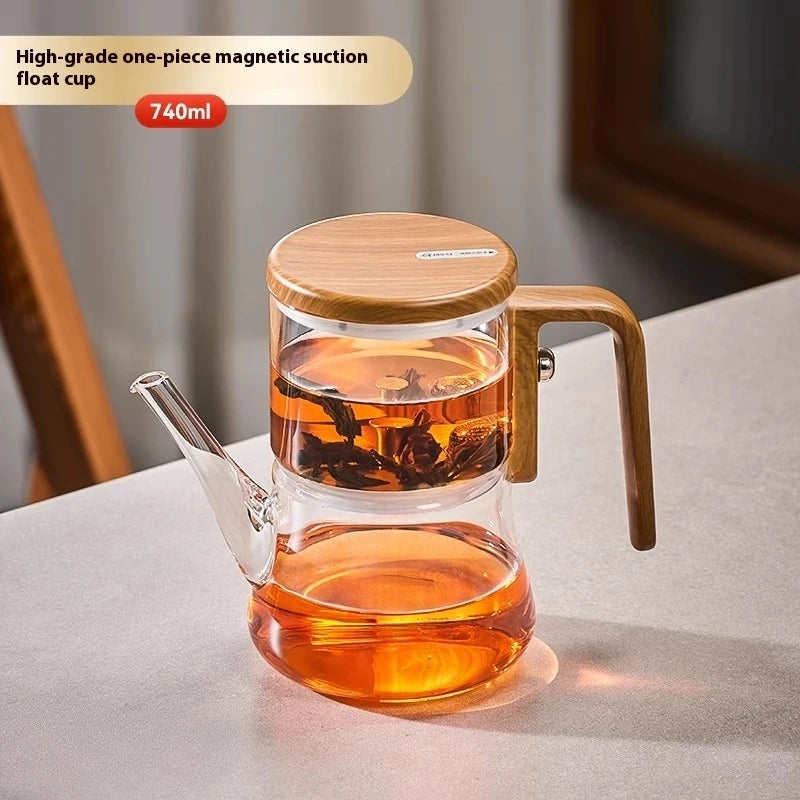 Théière magnétique flottante en verre avec séparateur thé - vue 6 sur 7