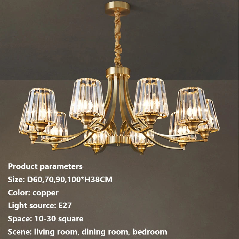SANDYHA moderne cristal cuivre lustres nordique luxe Design intérieur décor à la maison lampe à LED pour salon salle à manger chambre - vue 6 sur 10