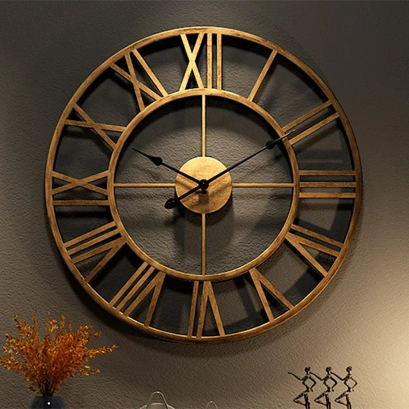 horloge murale décorative 3d moderne style rétro romain silencieuse en métal - vue 6 sur 9