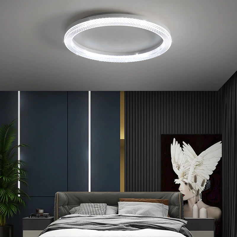 lustre led anneau plafonnier décoration maison luminaire - vue 4 sur 10