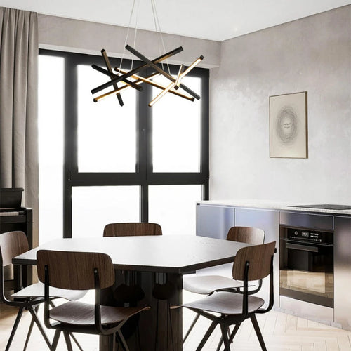 lustre minimaliste design lumière géométrique créatif et luxueux - vue 2 sur 12