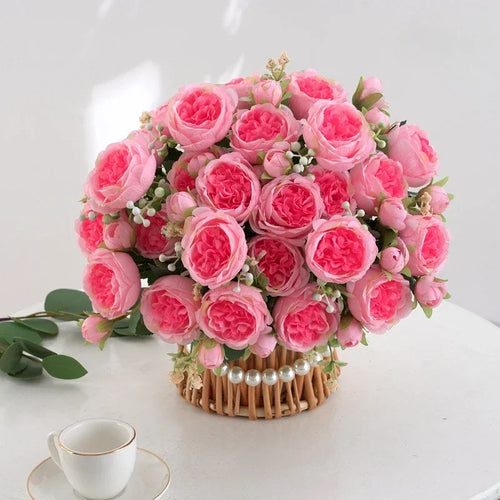 bouquet de pivoines artificielles pour décoration florale intérieure - vue 4 sur 17