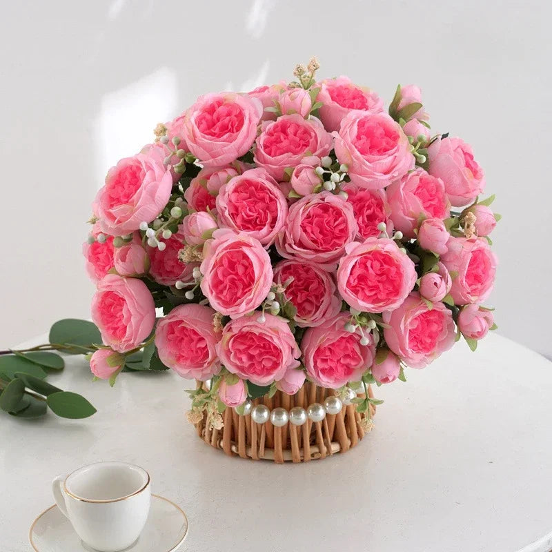 bouquet de pivoines artificielles pour décoration florale intérieure - vue 3 sur 17