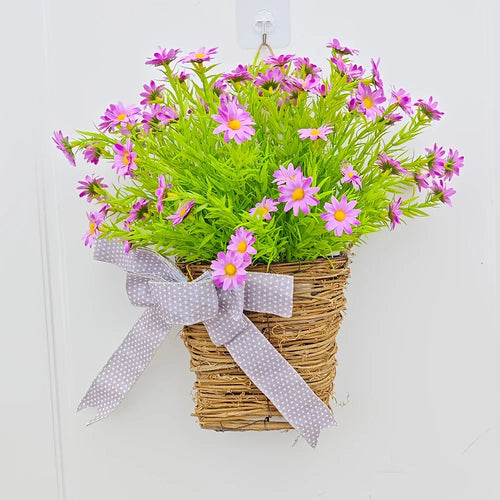 panier de fleurs artificielles couronne de printemps pour décoration de Pâques - vue 5 sur 10