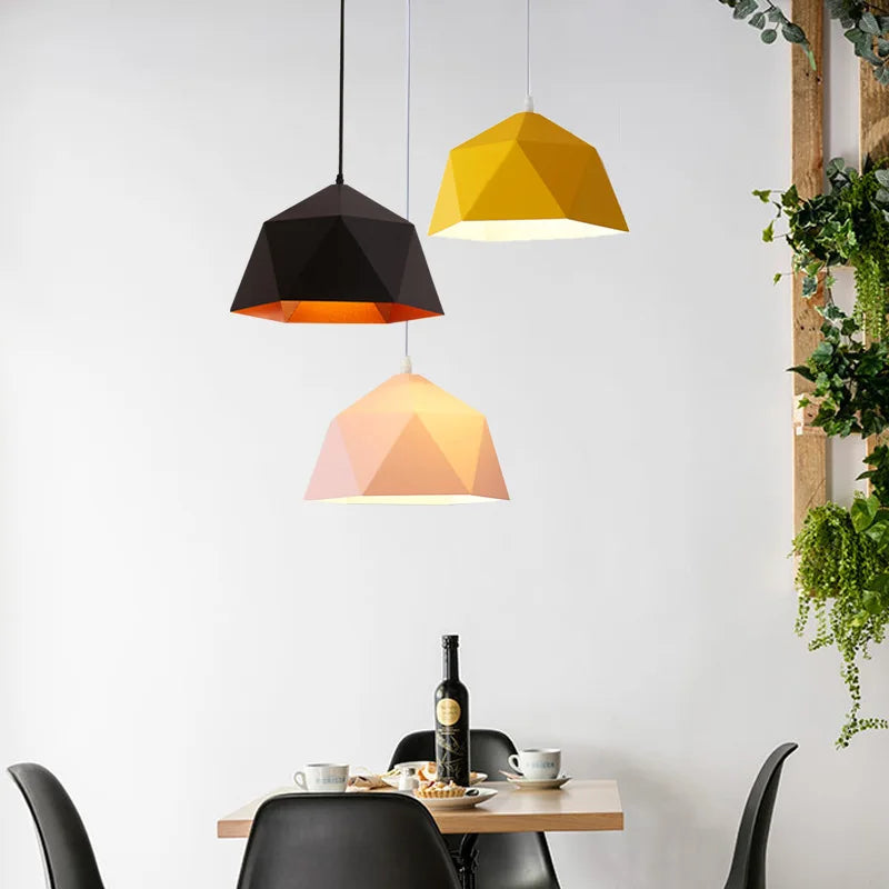 lustre nordique macarone géométrique led décoratif suspendu - vue 4 sur 13