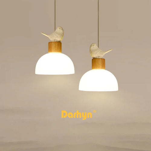 Suspension LED en verre design nordique créatif petit oiseau - vue 2 sur 9