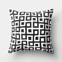 housse de coussin noire et blanche géométrique ondulée décorative