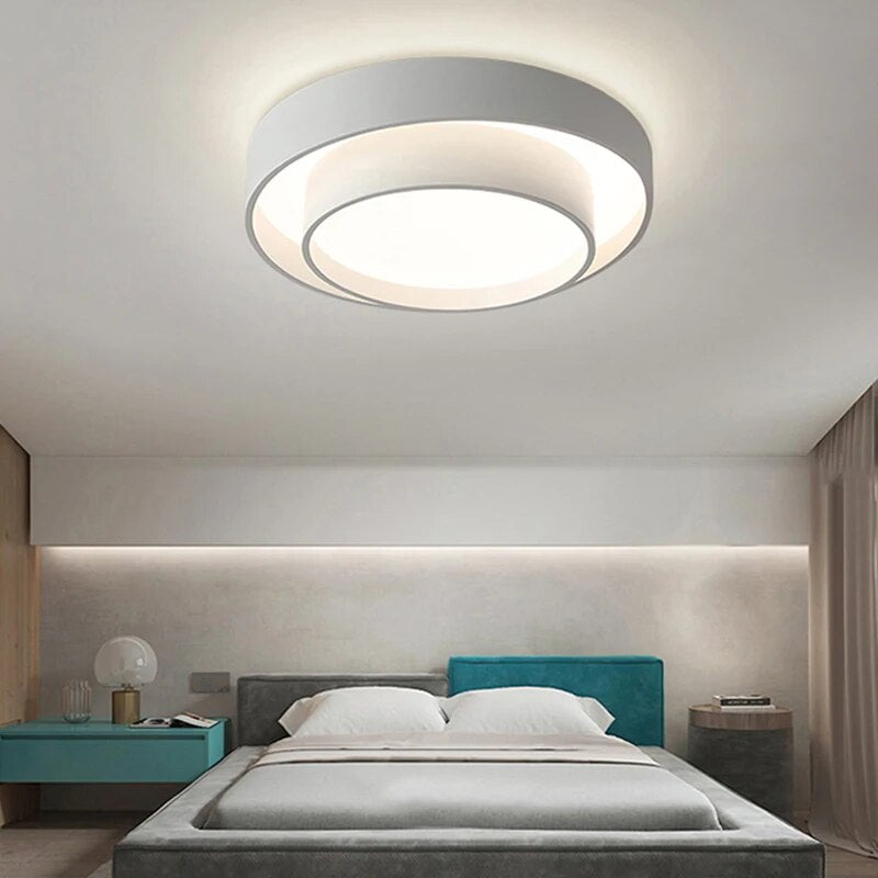 Plafonnier moderne led minimaliste blanc double rond - vue 3 sur 18