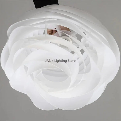 lustre design danois romantique acrylique pétale éclairage white rose - vue 6 sur 8