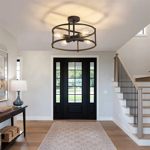 lustre noir en métal pour éclairage intérieur polyvalent - vue 5 sur 6